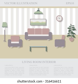 Living room vector illustration. 