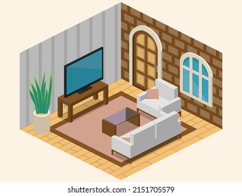 Living room vector illustration. living room decoration design