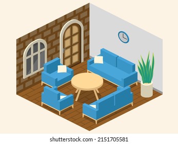 Living room vector illustration. living room decoration design