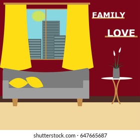Living room vector illustration. Modern stylish living room flat design.