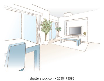 Living room vector illustration.Vector illustration of room.