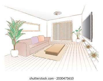 Living room vector illustration.Vector illustration of room.
