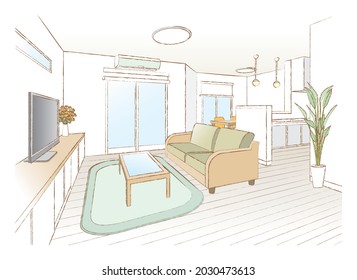 Living room vector illustration.Vector illustration of room.