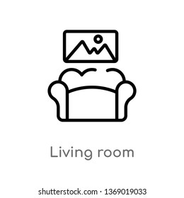 living room vector line icon. Simple element illustration. living room outline icon from furniture concept. Can be used for web and mobile