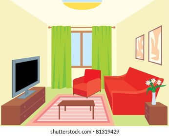 Living room. vector, no gradient, color full