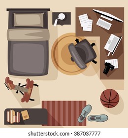 living room. view from above. vector illustration