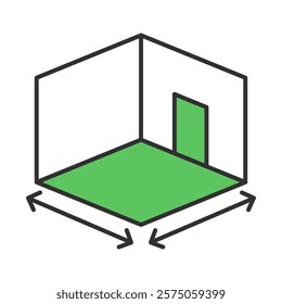 Living Space. Interior Dimensions, Home Layout, Residential Design. Vector Editable Stroke Icon.