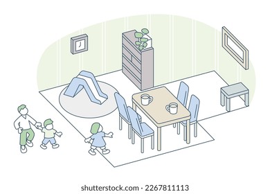 Living spaces in the house.
Places for family fun.