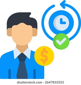 Icono de salario decente Ilustración vectorial plana