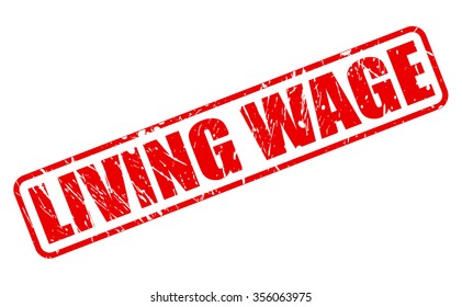 LIVING WAGE red stamp text on white