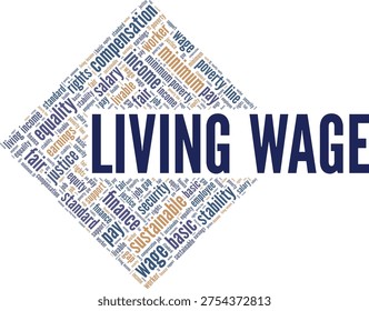Living Wage word cloud conceptual design isolated on white background.
