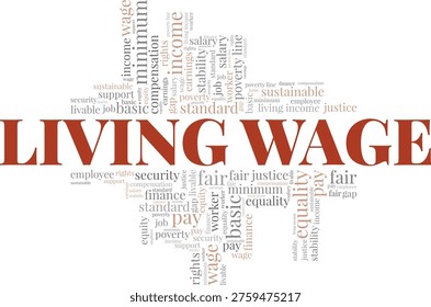 Living Wage word cloud conceptual design isolated on white background.