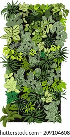 Living wall green background leaves plants vector