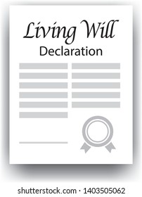 living will declaration paper, white background 