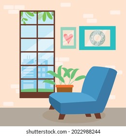 livingroom with blue sofa scene