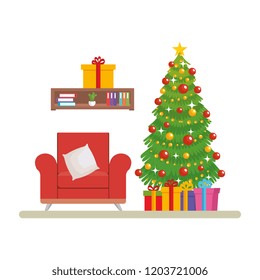 livingroom with christmas decoration scene