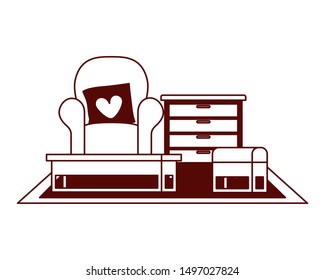 livingroom house with sofa and love pillows