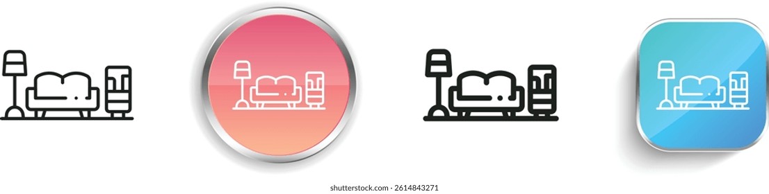 livingroom icon. Thin Linear, Regular and Button Style Design Isolated On White Background