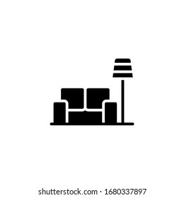 Livingroom vector icon in black solid flat design icon isolated on white background