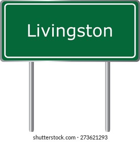 Livingston, Alabama, road sign green vector illustration, road table, USA city