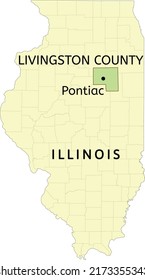 Livingston County and city of Pontiac location on Illinois state map