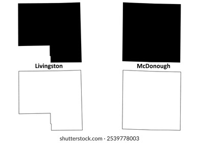 Livingston and McDonough County, Illinois (U.S. county, United States of America, USA, U.S., US) map vector illustration, scribble sketch Livingston and McDonough map