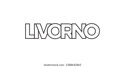 Livorno in the Italia emblem for print and web. Design features geometric style, vector illustration with bold typography in modern font. Graphic slogan lettering isolated on white background.