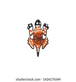 Lizard aboriginal art dots painting icon logo design vector template