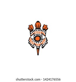 Lizard aboriginal art dots painting icon logo design vector template