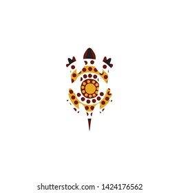 Lizard aboriginal art dots painting icon logo design vector template
