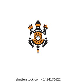 Lizard aboriginal art dots painting icon logo design vector template