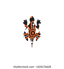 Lizard aboriginal art dots painting icon logo design vector template