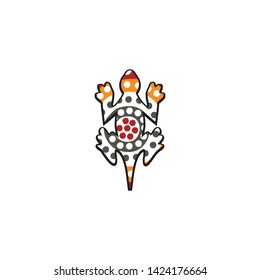 Lizard aboriginal art dots painting icon logo design vector template