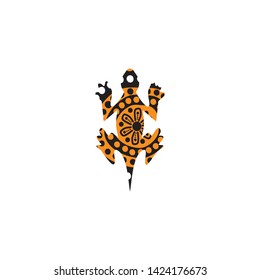 Lizard aboriginal art dots painting icon logo design vector template