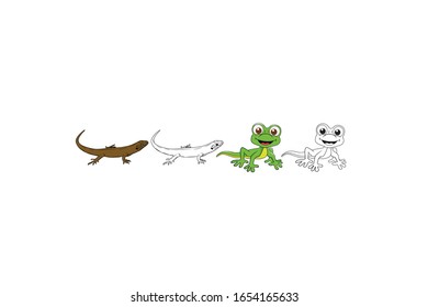 Lizard Animal Cartoon Vector Illustration Bundle