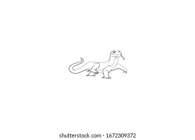 Lizard Animal Cartoon Vector Outline Illustration