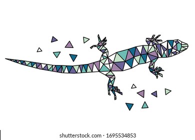 Lizard animal.  Poligonal vector illustration.