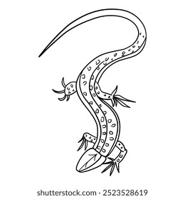 Tatuagem de animal lagarto, logotipo preto. Ilustração monocromática do vetor réptil isolada no fundo branco.