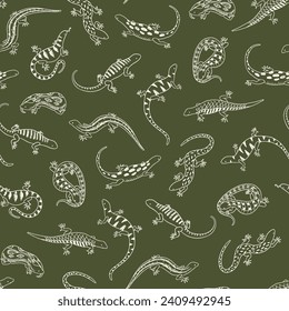 Lizard animal vector seamless pattern.