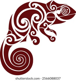 Lizard in Australian aboriginal style on green background. Australia indigenous Aboriginal lizard or salamander dots painting art style. Silhouette of decorative ethnic gecko. Aboriginal art.