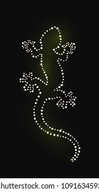 Lizard of beautiful gems on dark background