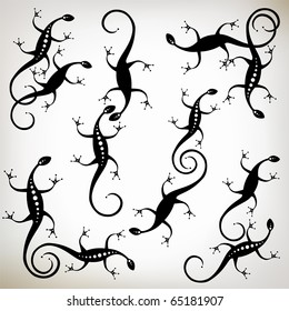 Lizard black silhouette, collection for your design