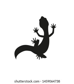 Lizard black silhouette illustration isolated on white background. Reptile gecko symbol. - Vector