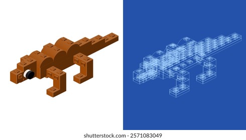 Lizard blueprint project idea and implementation. Vector