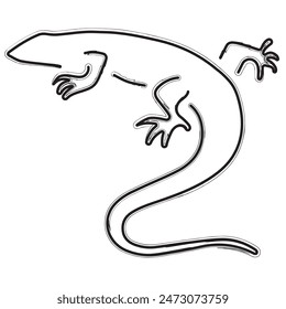 lizard brush strokes on a white background. Vector illustration.