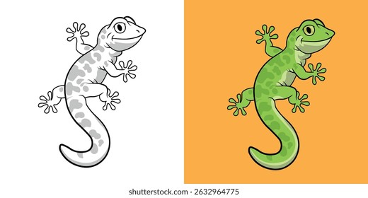 Lizard of cartoon , children's coloring book. Coloring book with cute cartoon cartoon pictures. Vector illustration with colored background.