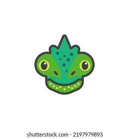 Icono de contorno llenado de caricatura de lagarto, signo vectorial de línea, pictograma colorido lineal aislado en blanco. Símbolo, ilustración del logotipo. Gráficos vectoriales