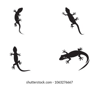 Lizard Chameleon Gecko Silhouette black vector 10