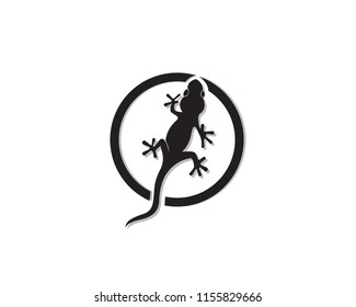 Lizard Chameleon Gecko Silhouette black vector