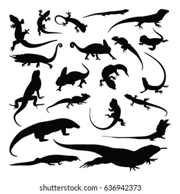 Lizard Chameleon Gecko Silhouette Set